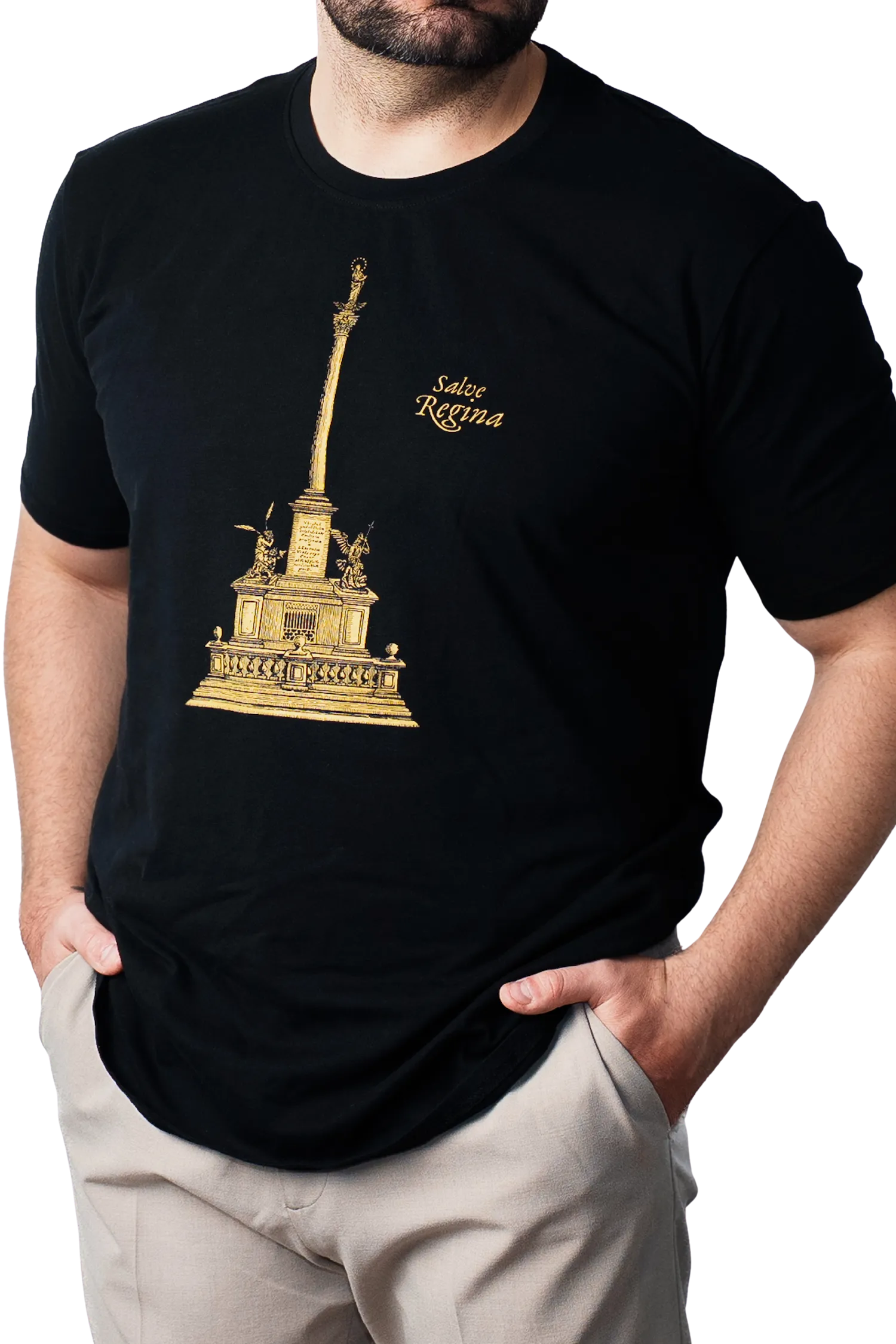 Pánské černé tričko s Mariánským sloupem