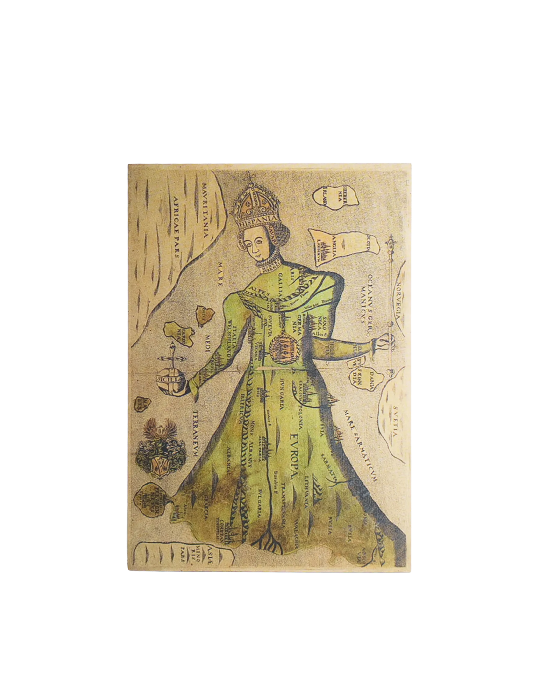 Magnetka s vyobrazením symbolické mapy Evropy jako panny